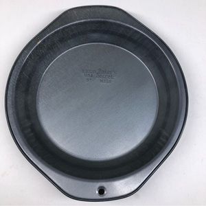 Ekco Baker's Secret Baking Cake Pan Pie Tin w/ Handles 9" Silver Metal Vintage